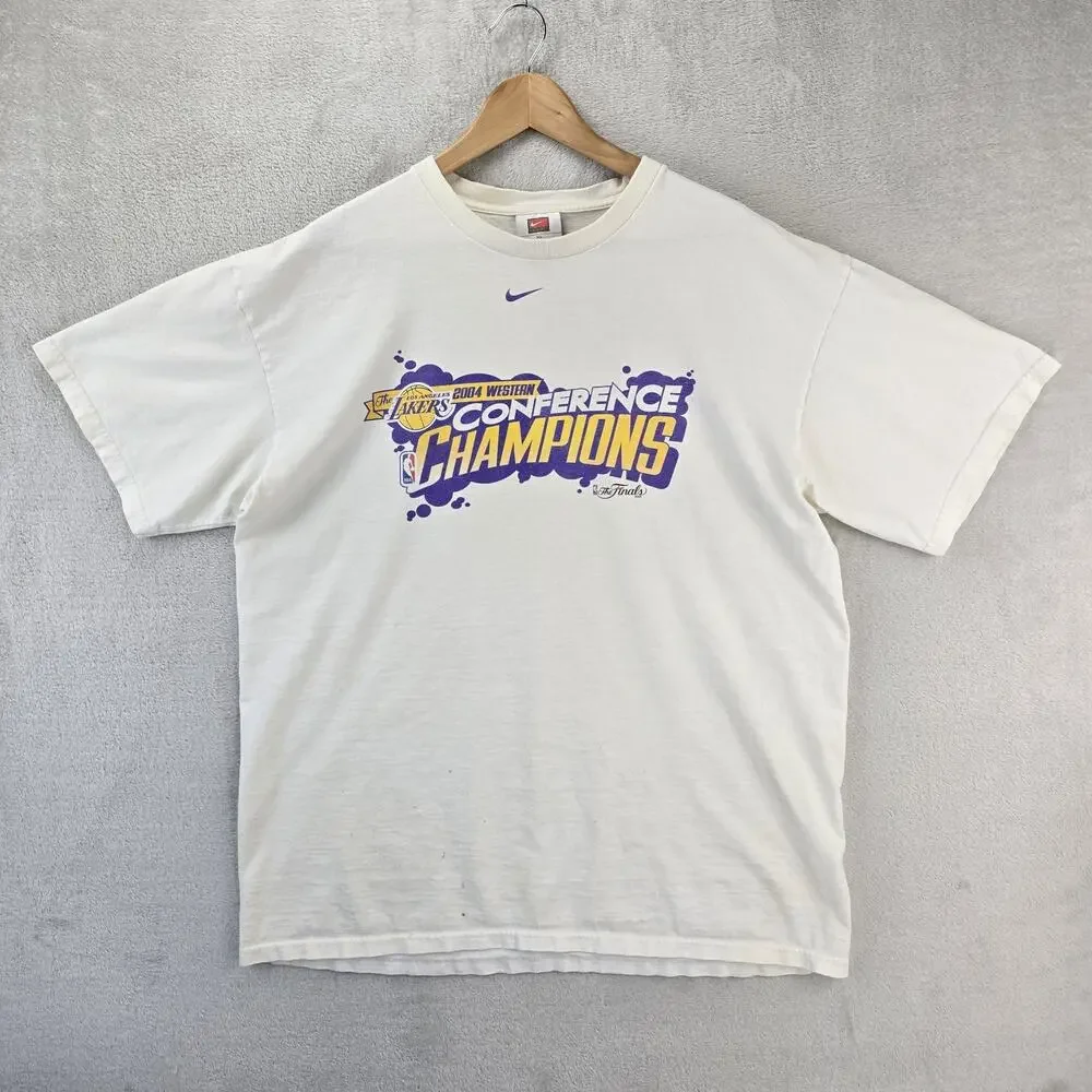 Vintage Nike LA Lakers 2004 Western Conference Champions Shirt XL Center Swoosh
